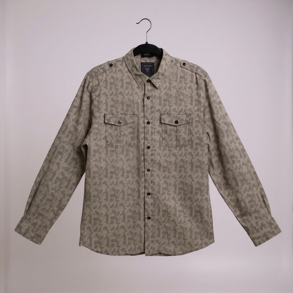 Guess Men's Dillon Camouflage Long Sleeve Slim Fit Size L